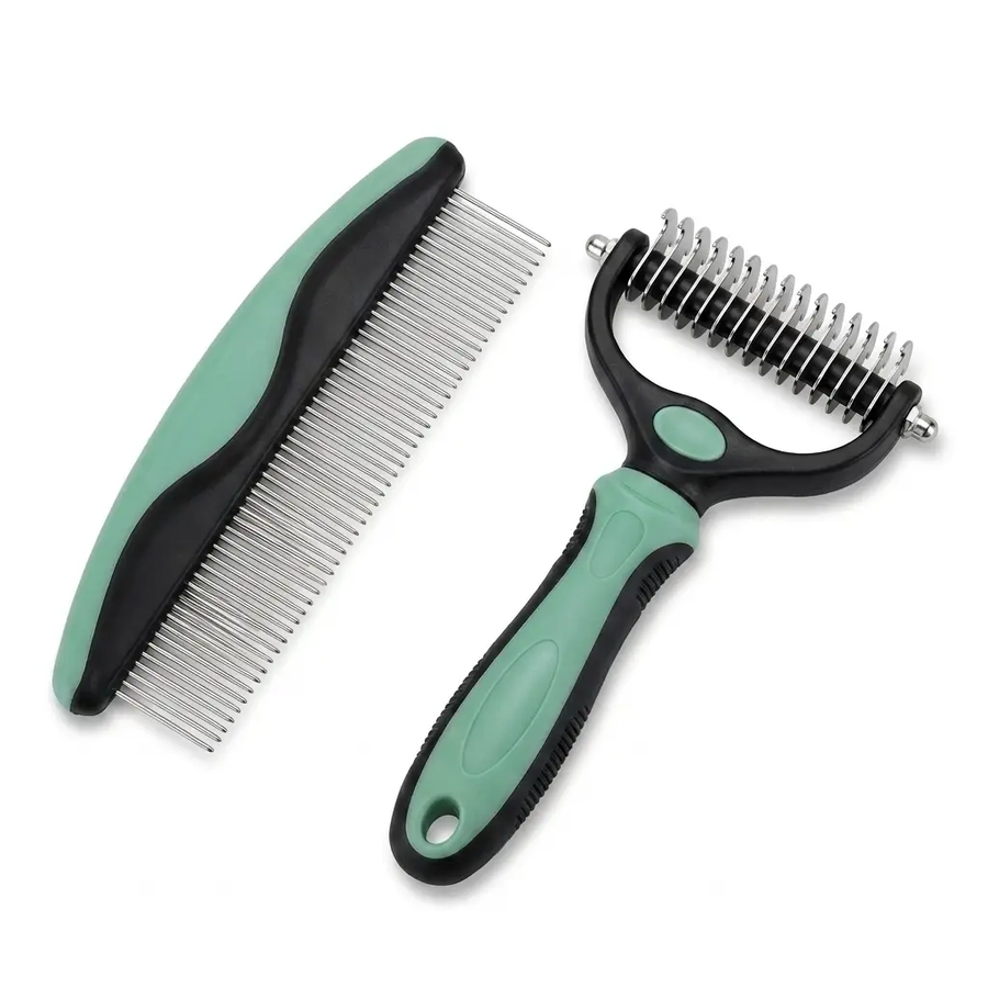 PawSwipe Grooming Set — Deshedding Rake & Metal Comb