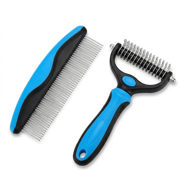 PawSwipe Grooming Set — Deshedding Rake & Metal Comb