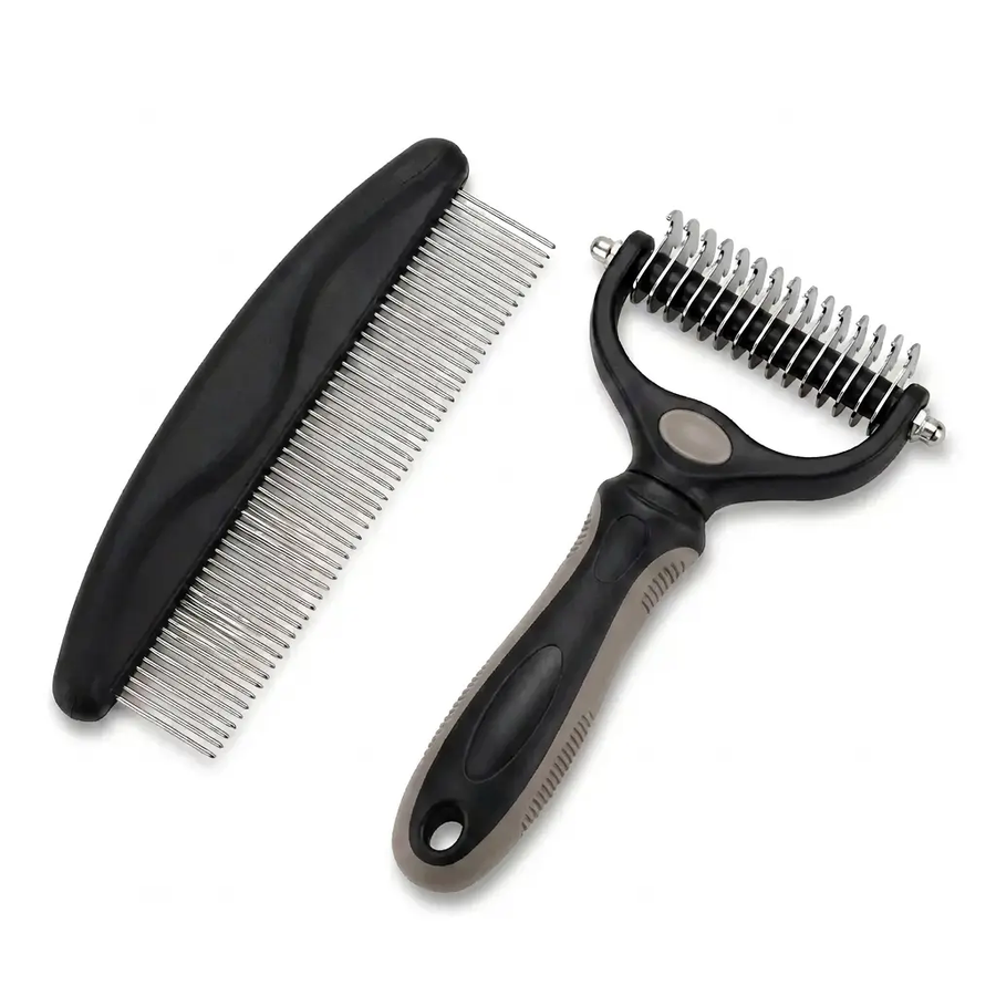 PawSwipe Grooming Set — Deshedding Rake & Metal Comb